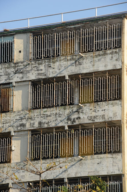 早期的建築特色之一：鐵欄窗花。