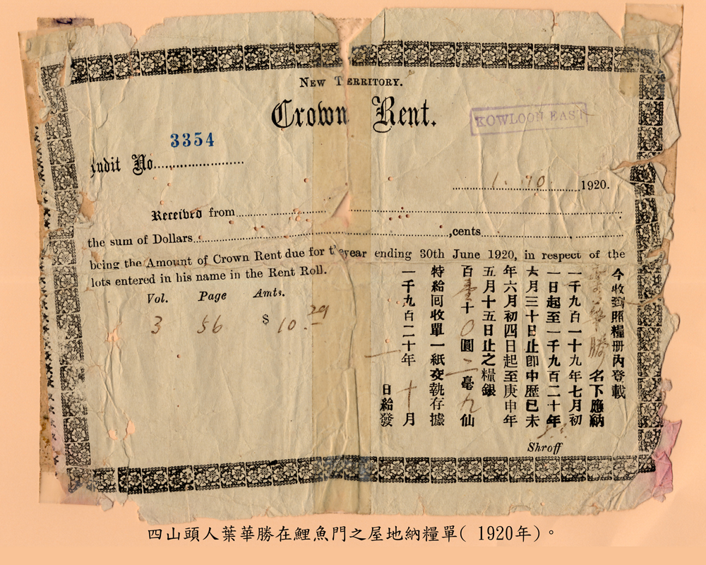 1920年的鯉魚門地稅單。