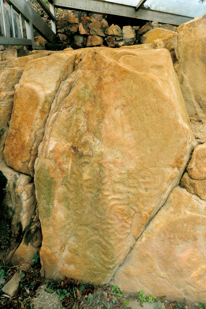 大石表面刻了圖案，推斷有三千年歷史。